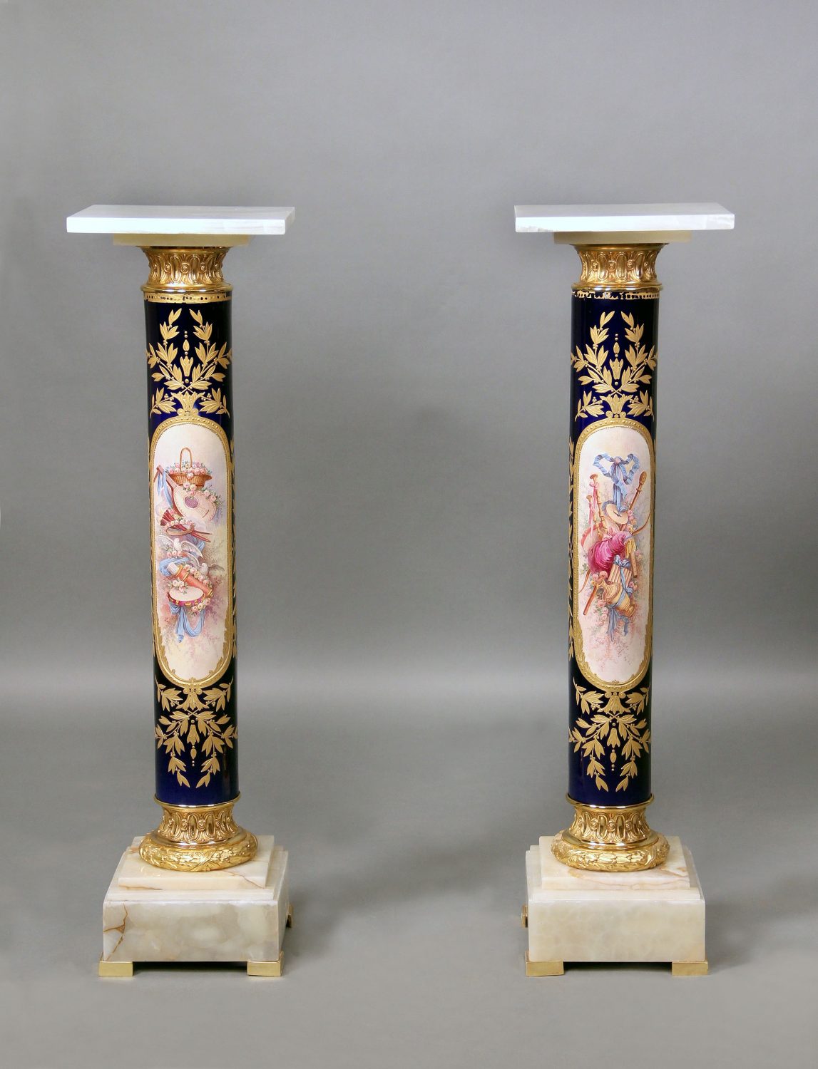 A Beautiful Pair of Late 19th Century Gilt Bronze Mounted Onyx and ...