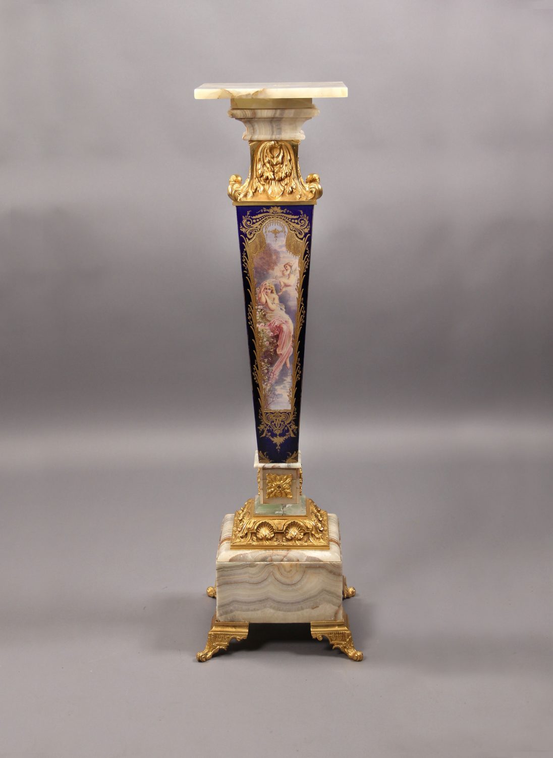 A Fancy Late 19th Century Gilt Bronze Mounted Onyx and Sèvres Style ...