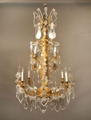 A Nice Quality Late 19th Century Giltwood, Gilt Bronze and Baccarat Crystal Twenty Four Light Chandelier