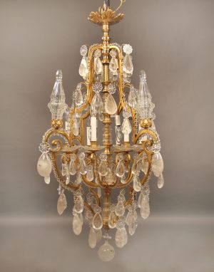 Early 20th Century Gilt Bronze & Rock Crystal Chandelier