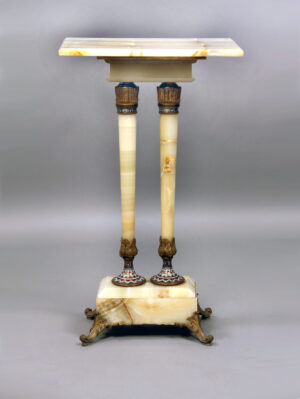 Late 19th Century Gilt Bronze and Champleve Enamel Mounted Onyx Pedestal