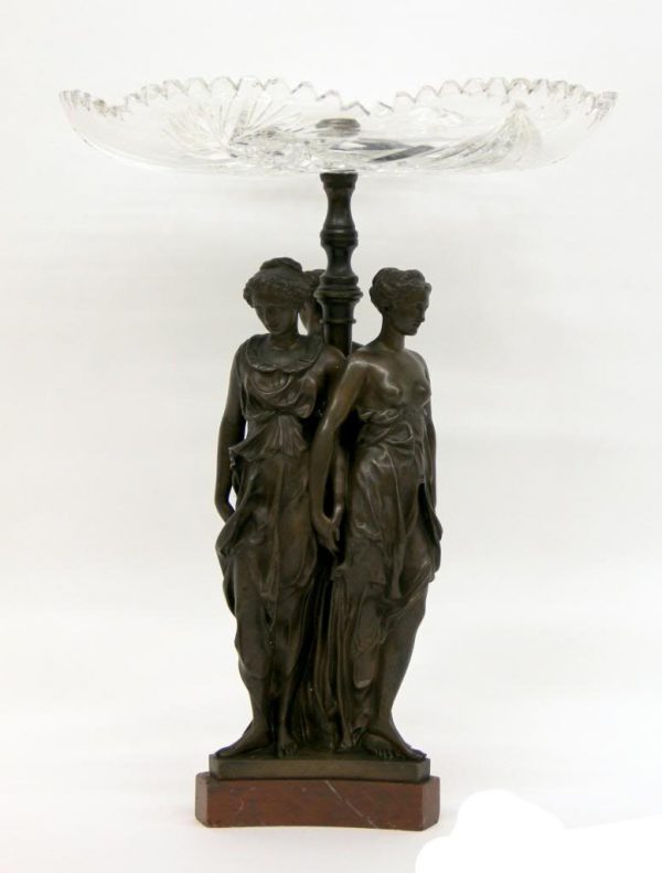 Late 19th Century Crystal and Patinated Bronze Sculptural Centerpiece By Thiebaut Freres