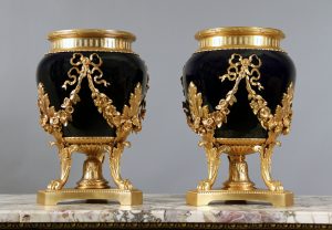 Pair of Late 19th Century Gilt Bronze Mounted Sèvres Style Porcelain Planters