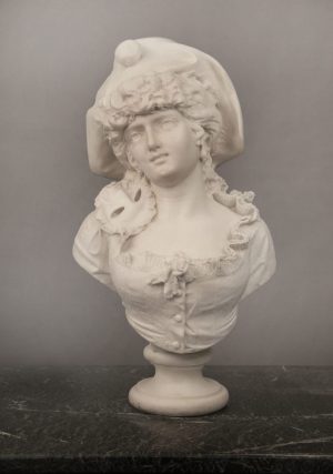 Beautiful Late 19th Century Italian White Carrara Marble Bust of a Woman by F. Musaglino