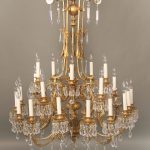 Fine Early 20th Century Gilt Bronze & Drop Crystal Twenty Five Light Chandelier