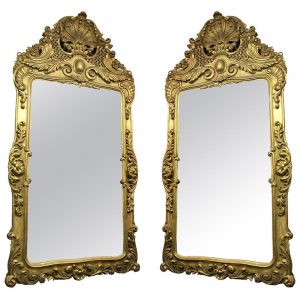 A Pair of Palatial And Great Quality Late 19th Century Hand Carved Giltwood Mirrors
