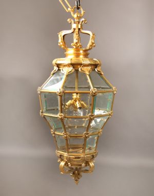 A Large Late 19th/Early 20th Century Gilt Bronze and Glass 'Versailles' Hall Lantern