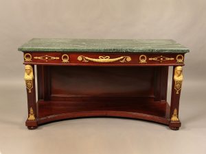 An Exceptionally Fine Late 19th Century Gilt Bronze Mounted Empire Style Marble Top Console