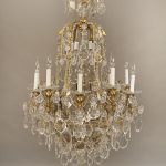 19th Century Bronze & Crystal Chandelier