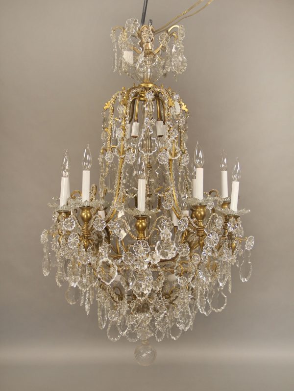 19th Century Bronze & Crystal Chandelier