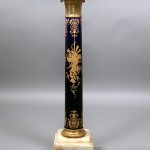 Gilt bronze mounted onyx and serves style pedestal