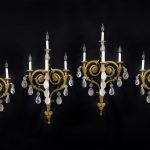 Impressive Set of Four Late 19th Century French Antique - Gilt Bronze & Rock Crystal Four Light Sconces