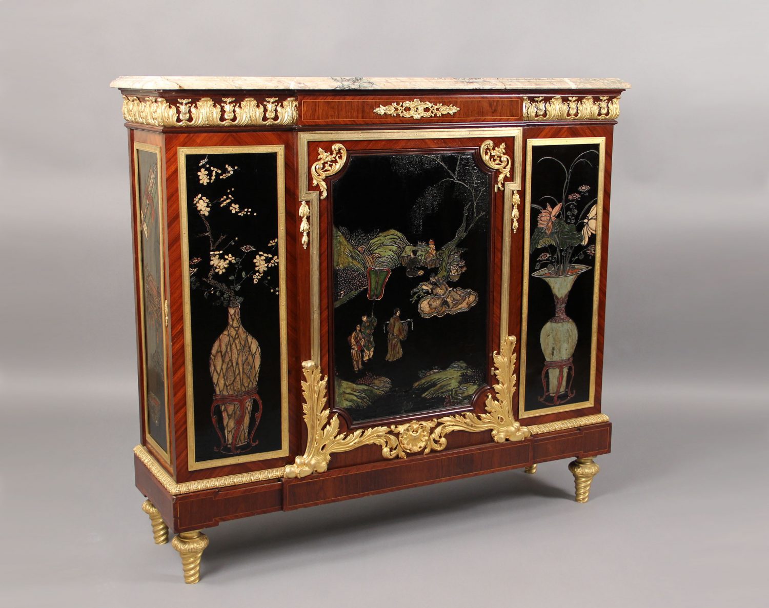 Gilt bronze mounted style coramandel lacquer cabinet
