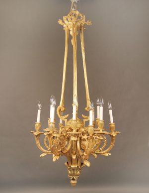 A Nice Late 19th Century Gilt Bronze Twelve Light Chandelier