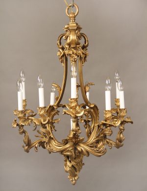 19th Century Gilt Bronze Ten Light Chandelier