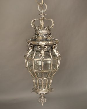 A Late 19th Century Silver Gilt and Glass 'Versailles' Hall Lantern