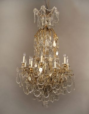 A Palatial and Rare Late 19th Century Gilt Bronze and Baccarat Crystal Thirty Nine Light Chandelier