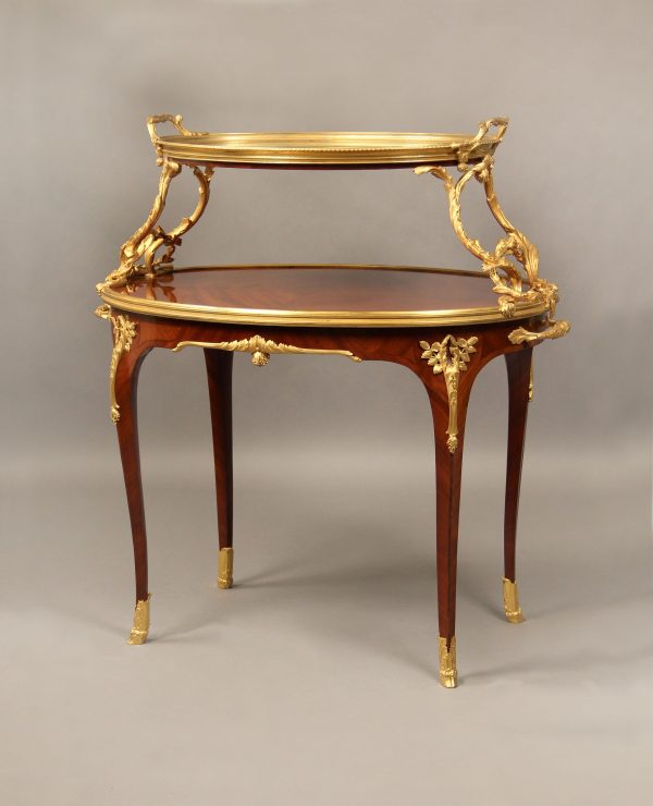 Gilt bronze two tier tea table