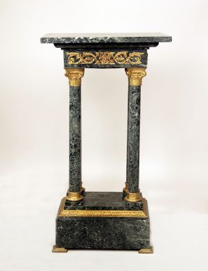 A Late 19th Century Gilt Bronze Mounted Empire Style Marble Pedestal
