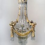 19th Century Gilt Bronze and Drop Crystal 15 Light Chandelier