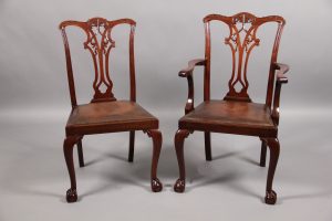 A Set of Twelve Late 19th / Early 20th Century Chippendale Style Dining Chairs