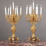 Pair of Late 19th Century Gilt Bronze Seven Light Candelabra