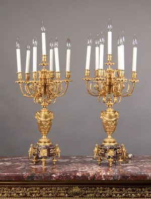 Pair of Late 19th Century Gilt Bronze Seven Light Candelabra