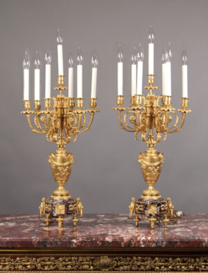 A Very Fine Pair of Late 19th Century Gilt Bronze Seven Light Candelabra