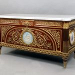 19th century bronze, Wedgewood, and serves mounted commode