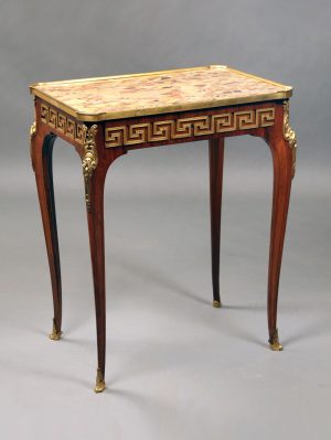 19th Century Louis XV Style Gilt Bronze Mounted Lamp Table with a Marble Top By Paul Sormani