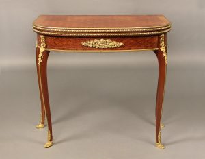 Bronze Mounted Mahogany, Kingwood and Satiné Parquetry Card Table By François Linke