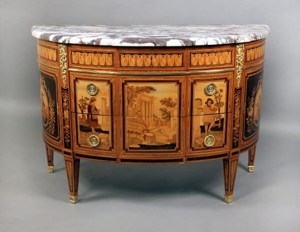 Louis XVI Style Inlaid Marquetry Commode