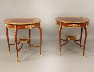 Superb Late 19th Century French Antique - Louis XV Style Gilt Bronze Mounted Marquetry & Parquetry Top Lamp Table