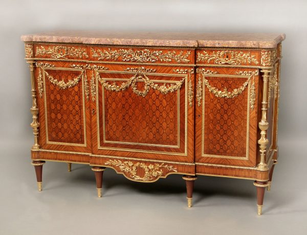Late 19th Century Gilt Bronze Mounted Louis XVI Style Parquetry Commode By Zwiener Jansen Successeur