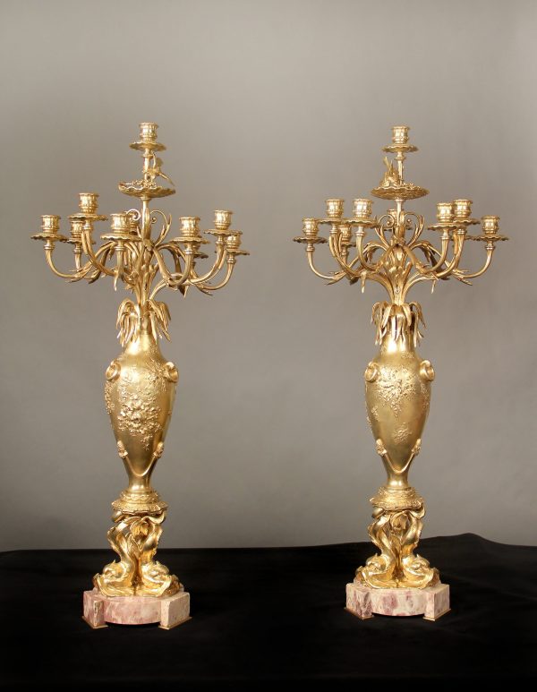 19th Century "Japonisme" 10-light Candelabras