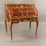 19th Century Louis XV Style Marquetry and Parquetry Bureau a Cylindre