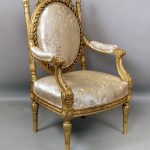 19th Century Louis XVI Style Giltwood Throne Chair