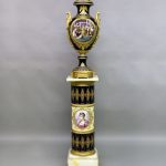 Rare 19th Century Antique Gilt Bronze Mounted Sèvres Style Napoleon Vase with Matching Pedestal