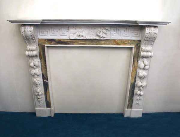 White statuary marble fireplace surround