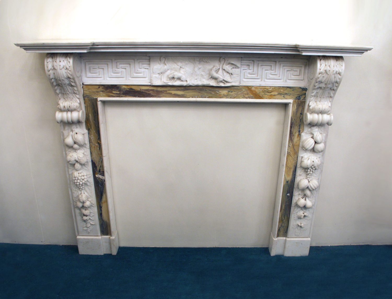 White statuary marble fireplace surround
