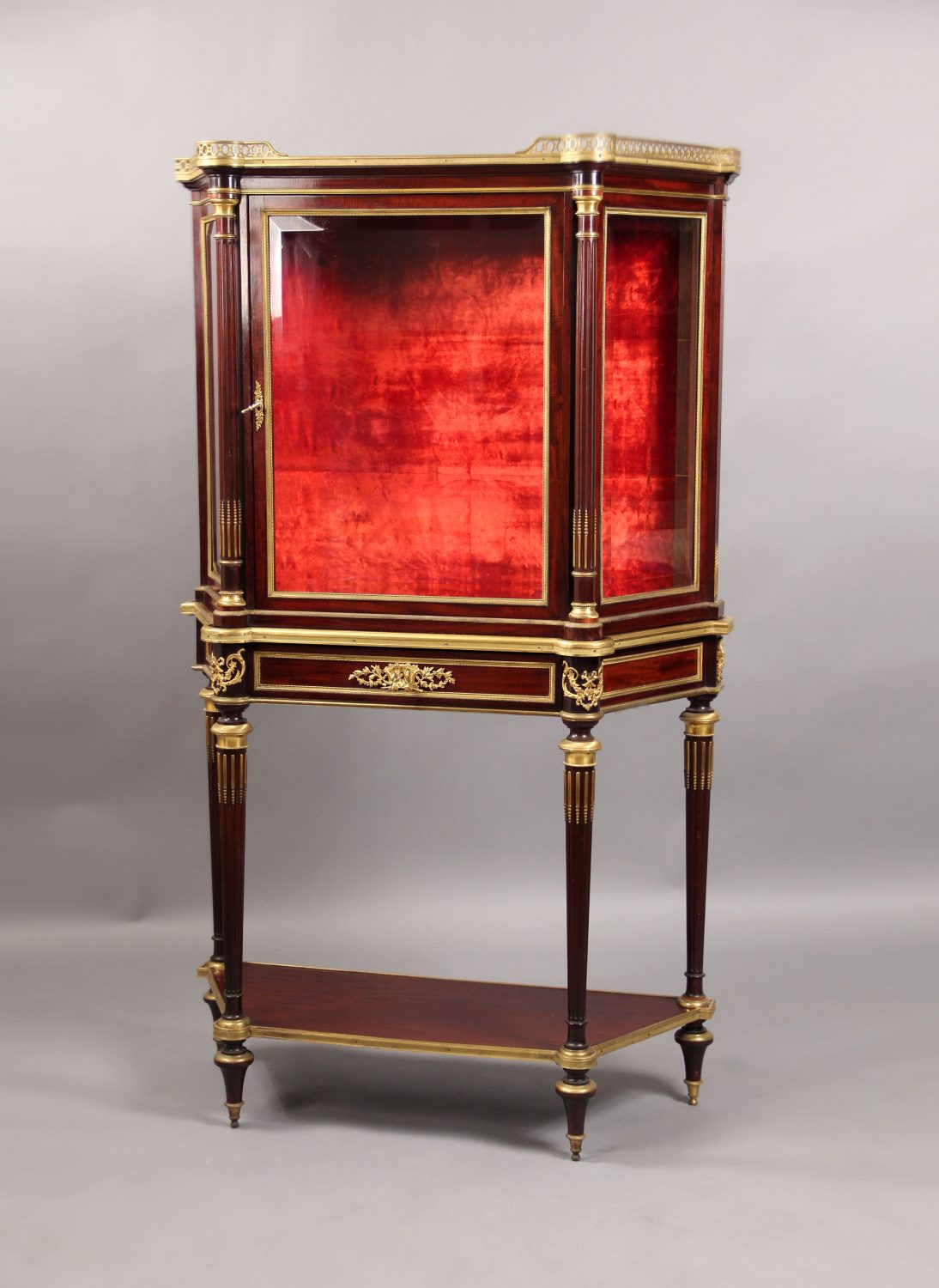 Late 19th Century Gilt Bronze Mounted Louis XVI Style Antique French Vitrine By Paul Sormani