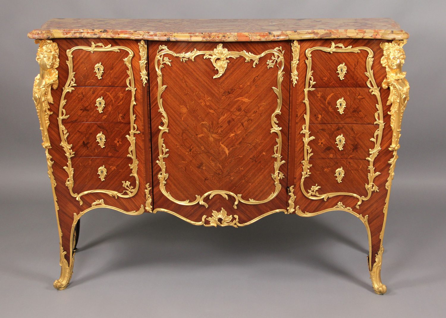 Gilt bronze mounted hand cut floral cabinet