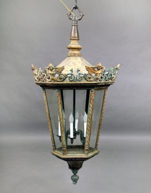 A Large Late 19th Century Bronze Six Light Street Lantern