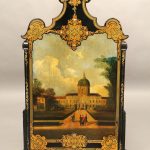 Late 19th century doubled sided painted wood screen.