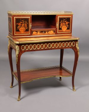 A Fine Mid 19th Century Louis XV Style Gilt Bronze Mounted Marquetry Desk By Guillaume-Edmond Lexcellent
