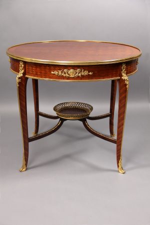 A Fine Late 19th Century Louis XV Style Gilt Bronze Mounted Parquetry Center Table