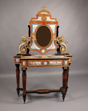 A Beautiful Late 19th Century Gilt Bronze Mounted Louis XVI Sèvres Style Dressing Table