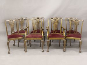Set of Eight Late 19th Early 20th Century Chippendale Style Dining Chairs
