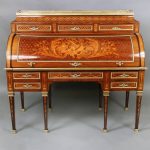 19th Century Antique Desk with Rectangle Top and Pierced Three Quarter Gallery and Three Drawers