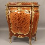 19th Century Antique Bronze Mounted Marquetry Kingwood Cabinet with Marble Top by Joseph Zwiener